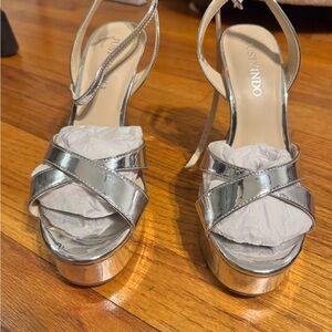Justindo Silver Women's Platform Heels